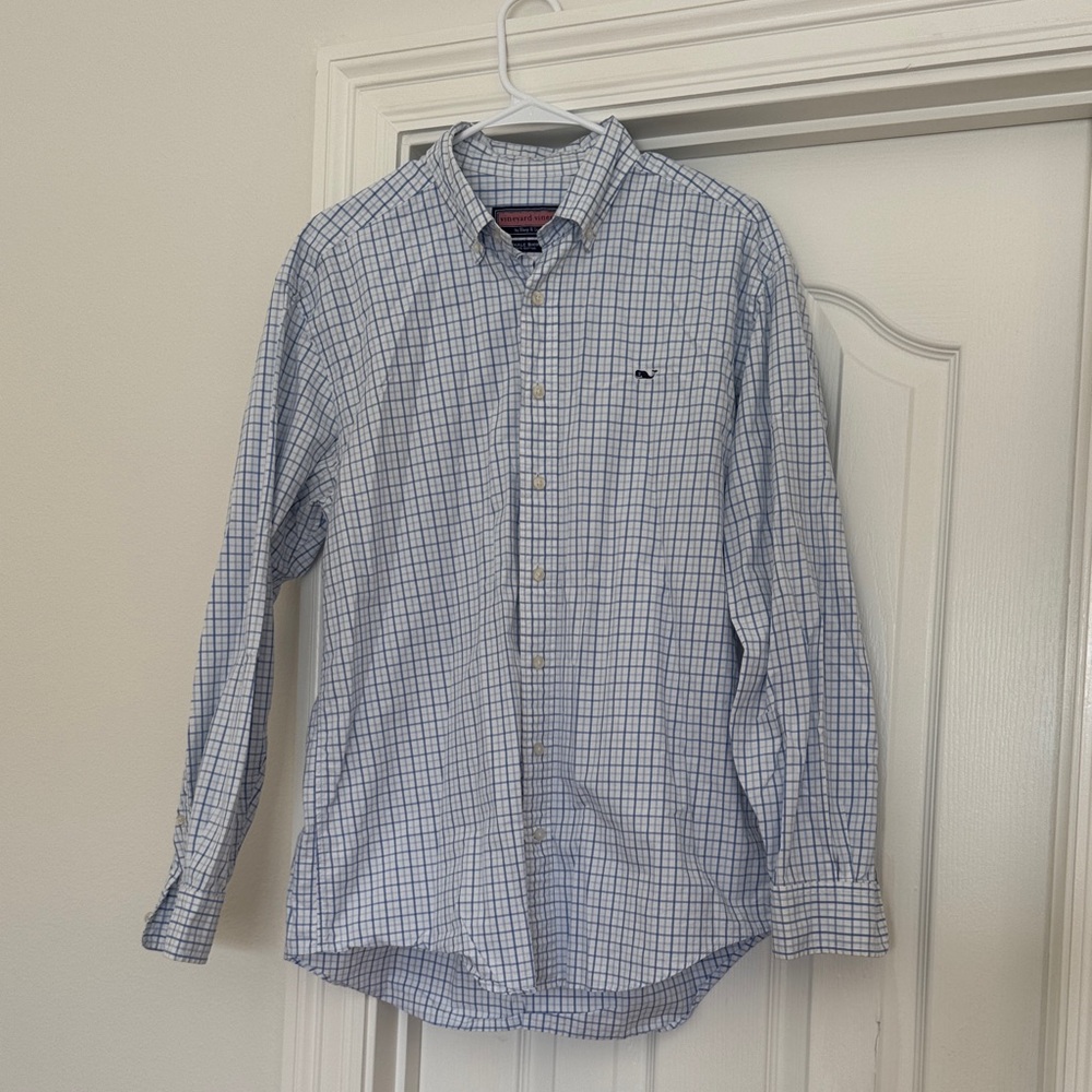 Vineyard Vines Blue and White Checkered Button Down Shirt